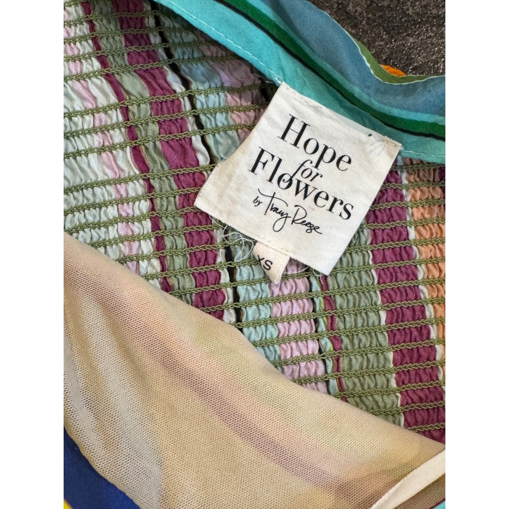 Hope for Flowers by Tracy Reese One Shoulder Striped Top XS Blouse Colorful - Picture 6 of 7